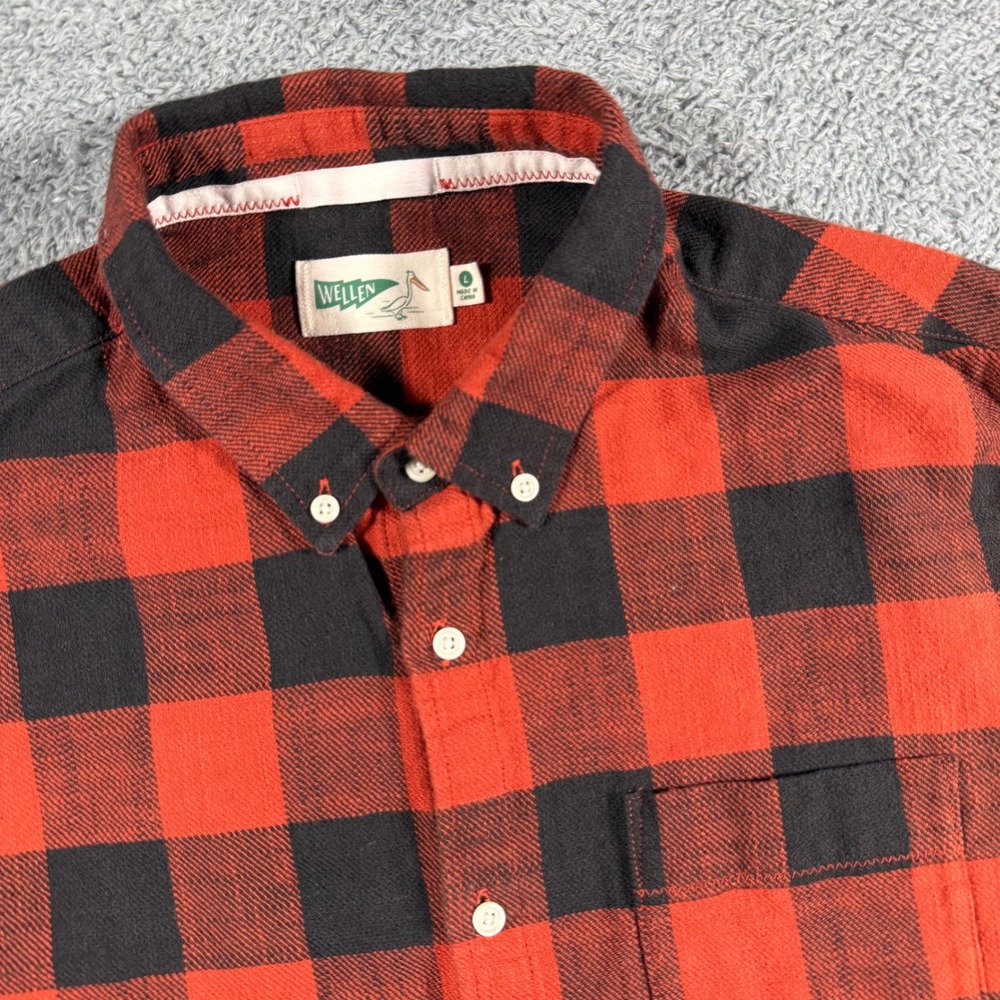 Wellen Buffalo Plaid Flannel‎ Shirt Mens Large Huckberry Organic Cotton